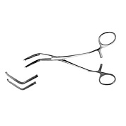 Зажим д/врем. пережат. сосуда с кремальерой изогнут./плоск. п/угл 120 №1, 155 мм