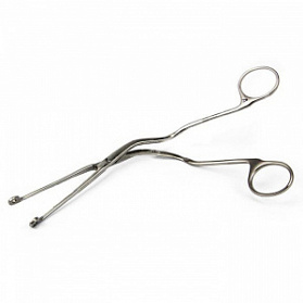 Щипцы для тампонирования горла и глотки изогнутые малые 165 мм