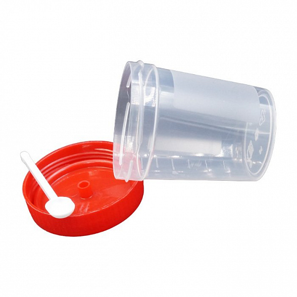 Контейнер для биопроб 60 мл. полимерный со шпателем стерильный