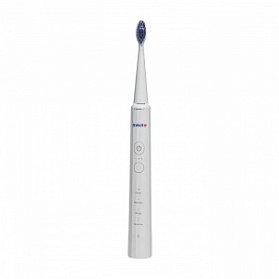 Электрическая звуковая зубная щетка, модель MED-870 с аккумулятором (12 режимов, в комплекте 2 насадки, кабель usb, сумка для хранения, гигиенический колпачок) (Белая)