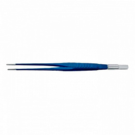 Пинцет биполярный прямой, тупой рифлёный, наконечник 2,2 мм, длина 19 см