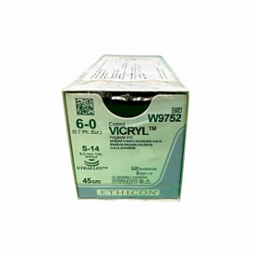 Шовный материал ВИКРИЛ 6/0. 45 см. не окрашен Шпат. 8 мм х 2. 1/4 Ethicon