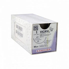 Шовный материал ВИКРИЛ 1. 90 см фиолетовый Кол. масс. 40 мм. 1/2 Ethicon