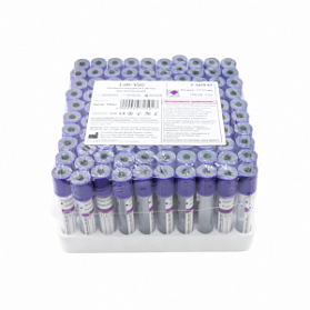 Вакуумные пробирки Lab-Vac с К3 ЭДТА, фиолетовые, 4 мл, 13х75 мм (уп. 100шт) 143041375