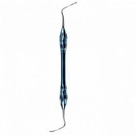 Кюретка двусторонняя стоматологическая, ширина первой и второй рабочей части 2,3 мм.,  общая длина 180 мм, рабочая часть - нержавеющая сталь, рукоятка - титан