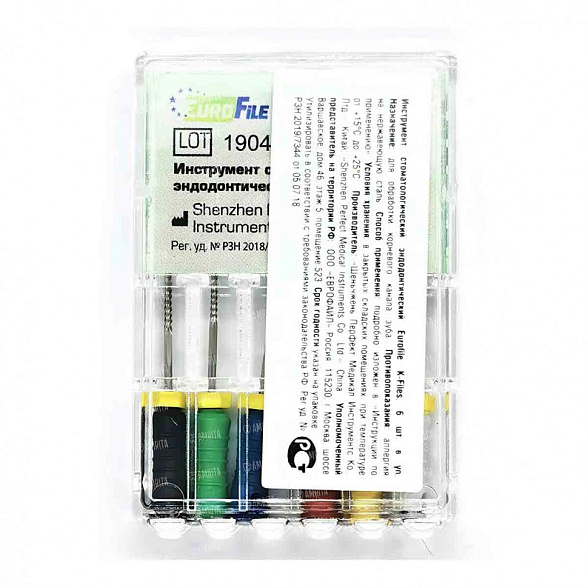 K-Files, 25мм, в наборе: 15-40, дрильборы ручные, сталь, 6 шт. Eurofile