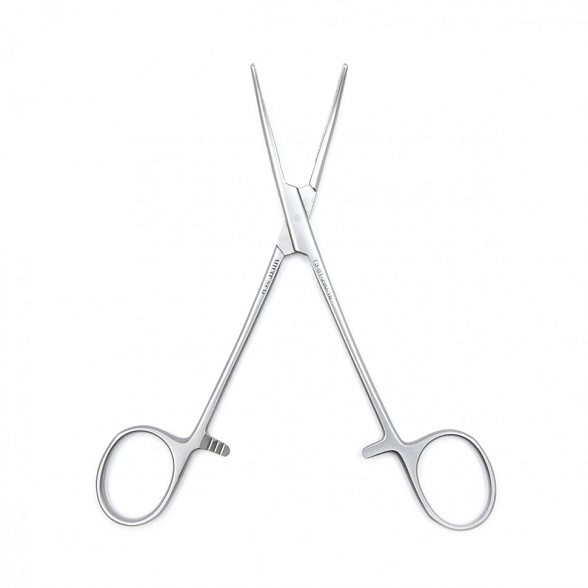 Зажим медицинский DE BAKEY-RANKIN, кровоостанавливающий с атравматической нарезкой изогнутый, 160 мм (З-11-2р), МИЗТ