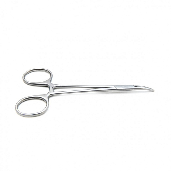 Зажим медицинский HALSTED-MOSQUITO, кровоостанавливающий, для новорожденных, изогнутый по плоскости, 125 мм (З-121р), МИЗТ