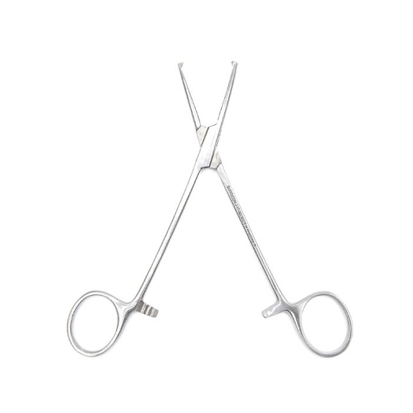 Зажим кровоостанавливающий 1х2 зубый зубчатый изогнутый N 1 150мм