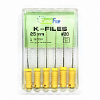 K-Files, 25мм, №20, дрильборы ручные, сталь, 6 шт. Eurofile