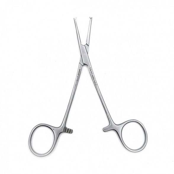 Зажим медицинский HALSTED-MOSQUITO, кровоостанавливающий 1х2 зубый, зубчатый, для новорожденных, прямой, 125 мм (З-117р), МИЗТ