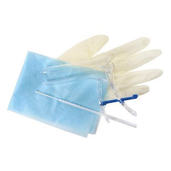 Набор гинекологический смотровой одноразовый стерильный «Ева»  (Зеркало гинекологическое по Куско №3 с поворотным фиксатором, ложка Фолькмана полимерная, салфетка Б-16, перчатки латексные М)