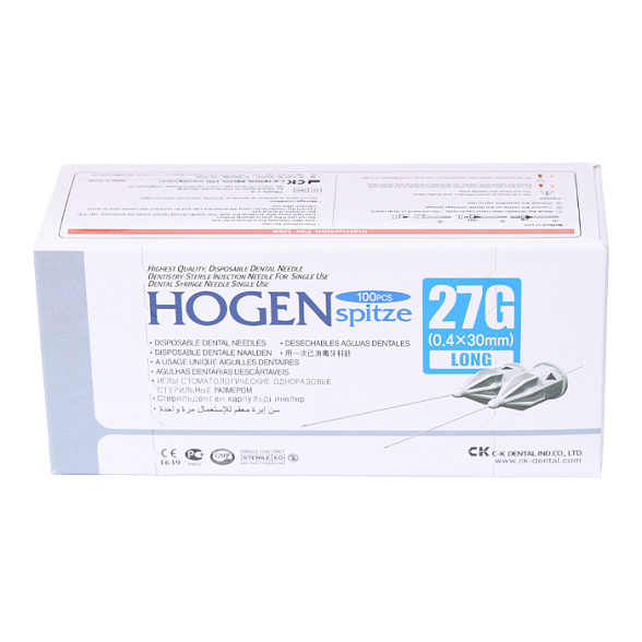 Иглы карпульные 27Gx30mm (0,4 x 30) уп. №100 Hogen Spitze C-K Dental Ind. Co., LTD