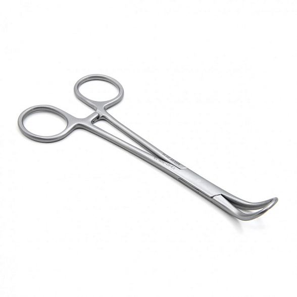 Зажим медицинский BACKHAUS, с кремальерой для операционного белья, изогнутый, 150 мм (З-39р), МИЗТ