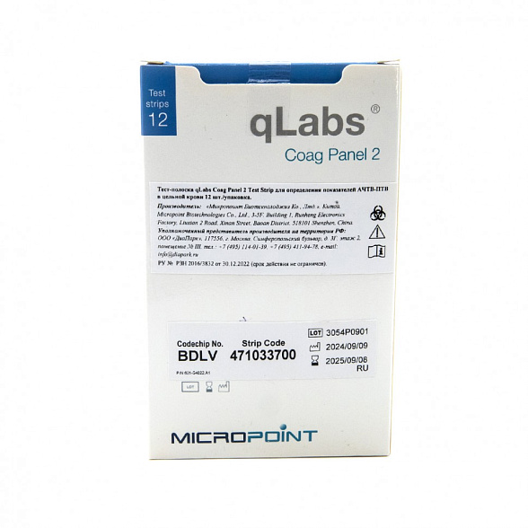 Тест-полоска qLabs® Coag Panel 2 Test Strip 12 шт/упаковка