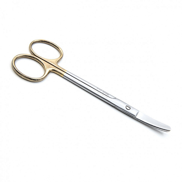 Ножницы хирургические тупоконечные вертикально-изогнутые, с твердосплавными вставками, 150 мм (Н-140р), МИЗТ