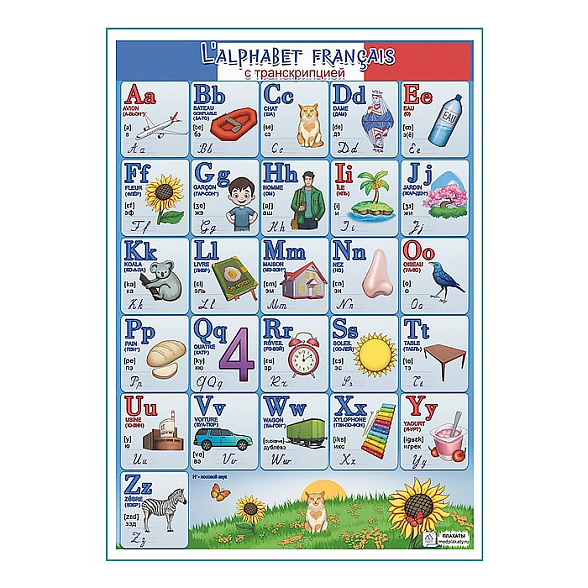 Французский алфавит плакат A1+/A2+ (глянцевая фотобумага от 200 г/кв.м, размер A2+)