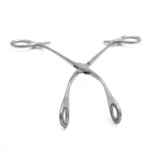 Щипцы геморроидальные окончатые изогнутые 215 мм