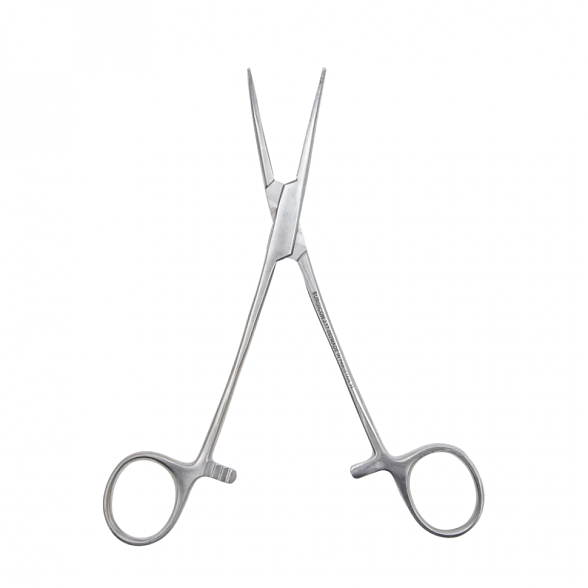 Зажим кровоостанавливающий зубчатый изогнутый N 1 158мм Surgicon