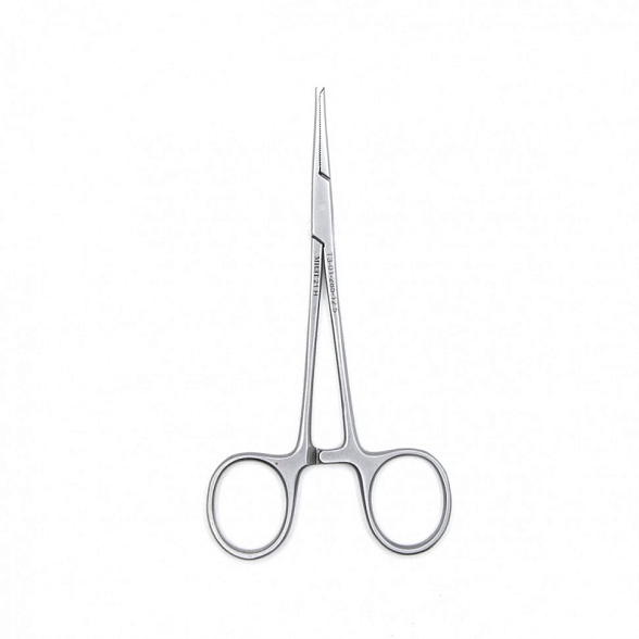 Зажим медицинский HALSTED-MOSQUITO, кровоостанавливающий 1х2 зубый, зубчатый, для новорожденных, прямой, 125 мм (З-117р), МИЗТ