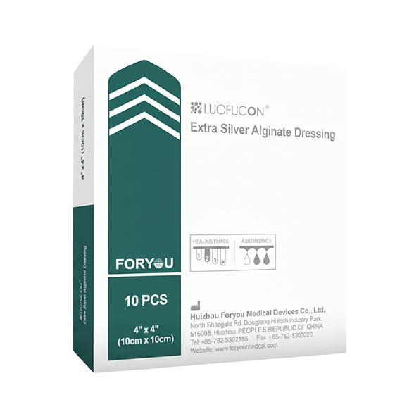 ForYou Повязка раневая антибактериальная LUOFUCON стерильная альгинатная с серебром экстра, размер 20 х 10 см