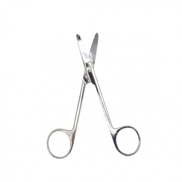 Ножницы хирургические тупоконечные, вертикально-изогнутые, с коротким лезвием, детские, 125 мм, Surgiwell