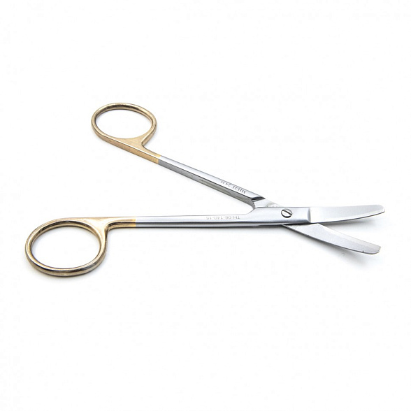 Ножницы хирургические тупоконечные вертикально-изогнутые, с твердосплавными вставками, 150 мм (Н-140р), МИЗТ