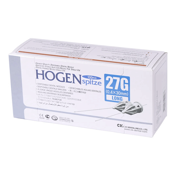 Иглы карпульные 27Gx30mm (0,4 x 30) уп. №100 Hogen Spitze C-K Dental Ind. Co., LTD