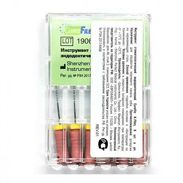 K-Files, 25мм, №06, дрильборы ручные, сталь, 6 шт. Eurofile