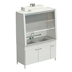 Шкаф вытяжной с двойной мойкой и ВЗБ светильником 1520х750х2160 мм