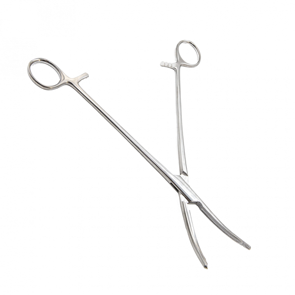 Зажим жесткий для влагалищных операций, изогнутый, №1, 219 мм. Surgiwell