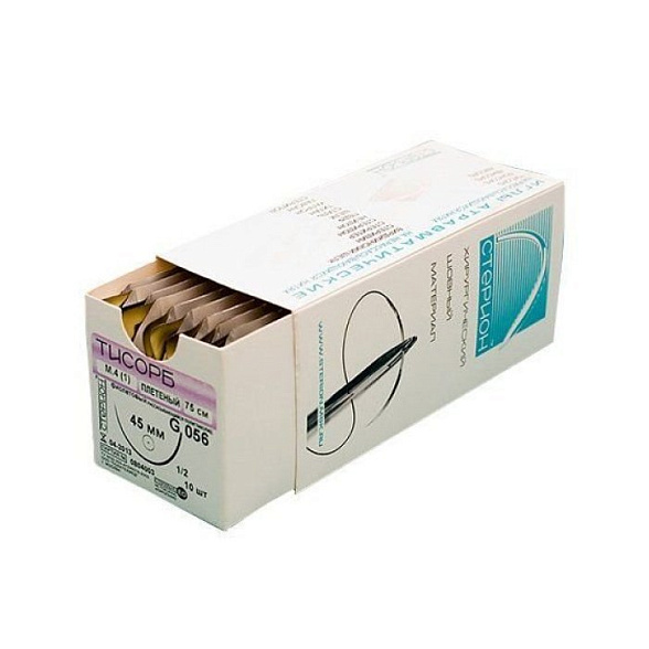 Шовный материал Тисорб 100 плетеный М 2 (3/0), игла обратно-режущая, 25 мм, 1/2 (75 см)