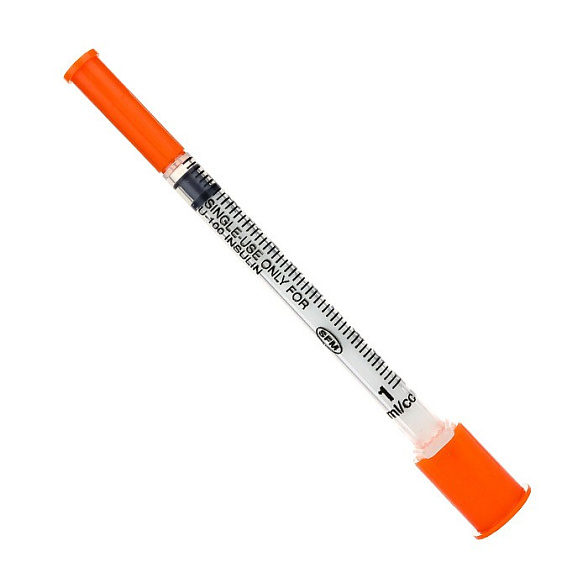 Шприц 1,0 мл. инсулиновый U - 100 (3-х) SFM, одноразовый стерилизованный с интегрированной иглой 0,30 х 8,0 - 30G № 10 (полибэг), 100 шт