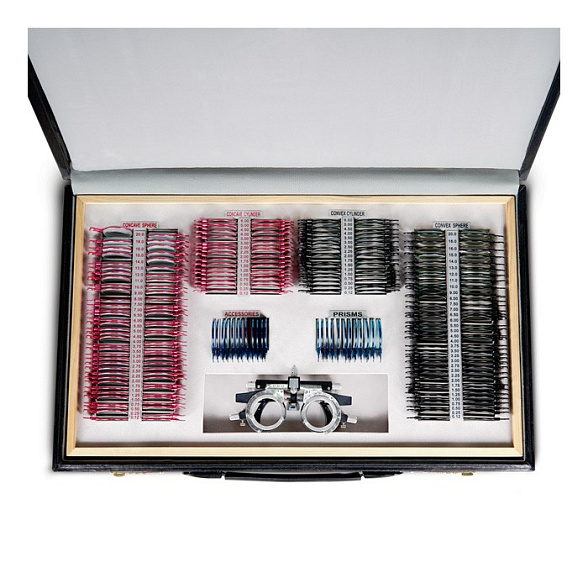 Набор пробных очковых линз с оправой на 232 линзы (металл)