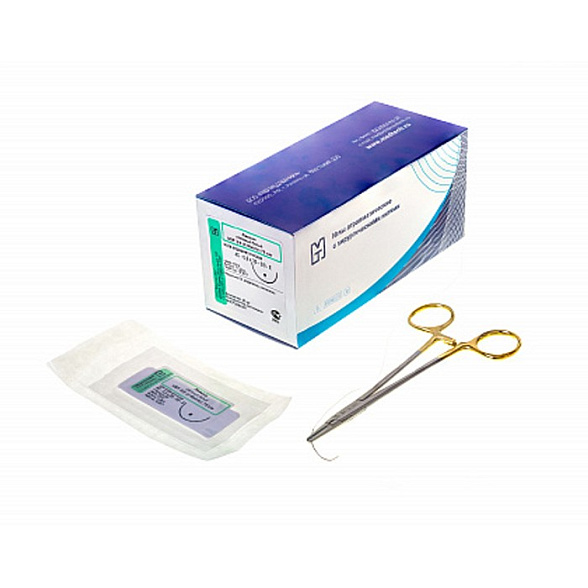 Материалы хирургические нерассасывающиеся шовные стерильные,ЛАВСАН (полиэфир) MР 3 (USP 2-0), 75см, плетеный неокрашенный нерассасывающийся, 20 шт/уп