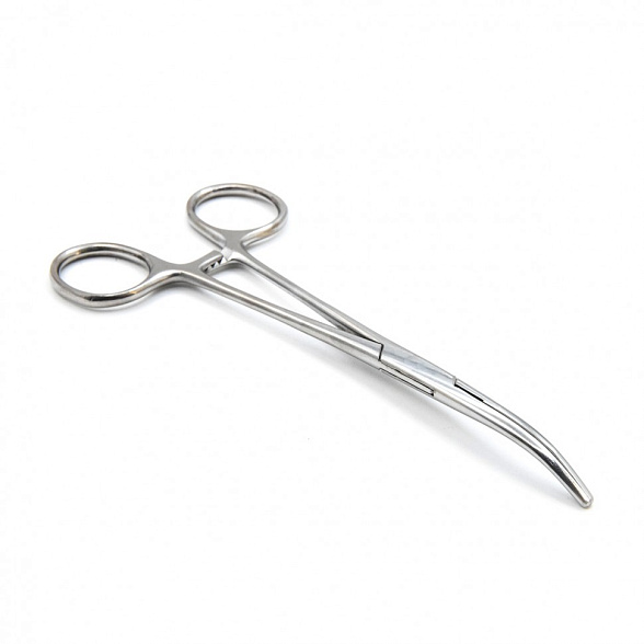 Зажим кровоостанавливающий, с атравматической нарезкой, изогнутый, 160 мм. Surgiwell