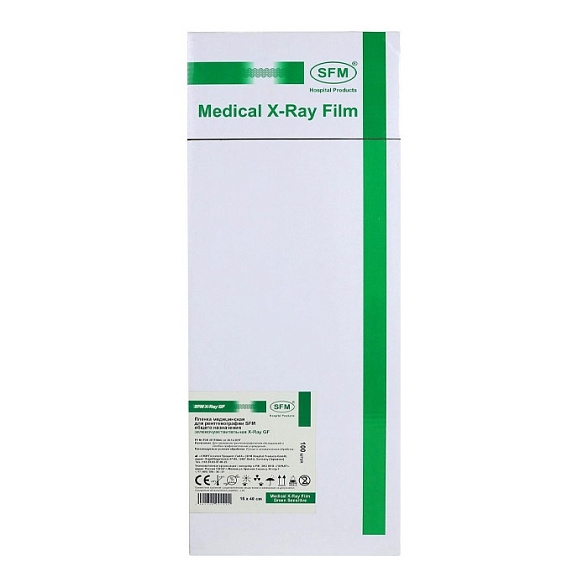 Пленка медицинская для рентгенографии SFM общего назначения зеленочувствительная X-Ray GF, 15 x 40 см (100 листов)