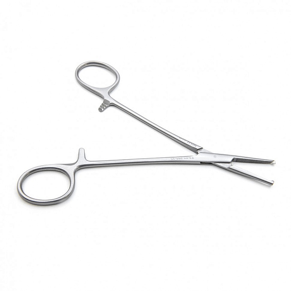 Зажим медицинский KOCHER, кровоостанавливающий 1х2 зубый, зубчатый, прямой, № 1, 150 мм (З-21р), МИЗТ