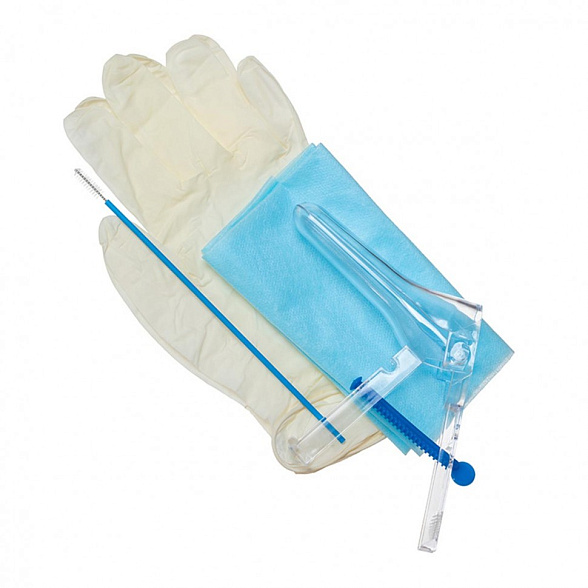 Набор инструментов и принадлежностей №1 для гинекологических обследований (зер. №2 с ц.в.,перчатки, салфетка, зонд урогенитальный тип F "Комбинированный")