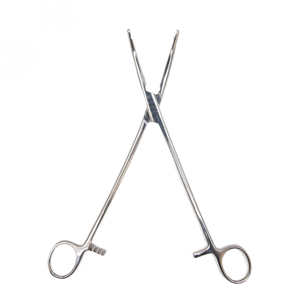 Зажим жесткий для влагалищных операций, изогнутый, №1, 219 мм. Surgiwell