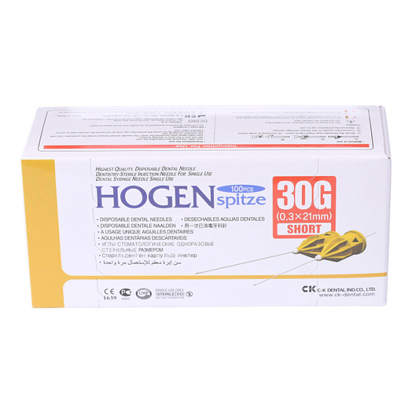 Иглы карпульные 30Gx21mm (0,3 х 21) уп. №100 Ноgen Spitze C-K Dental Ind. Co., LTD