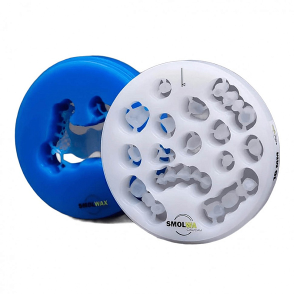 Воск фрезерный CAD/CAM диаметр 98.5 толщина 12 мм, цвет белый