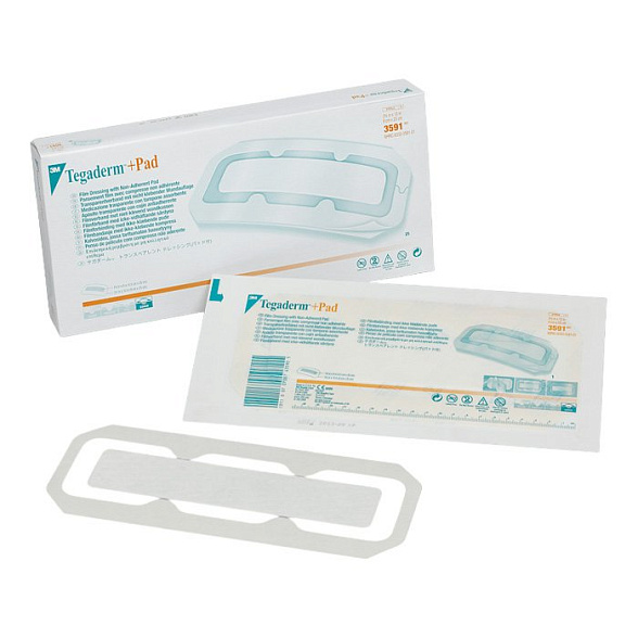 Прозрачная повязка с абсорбирующей прокладкой Tegaderm + pad 3591 9 см х 25 cм 25 шт., 3M