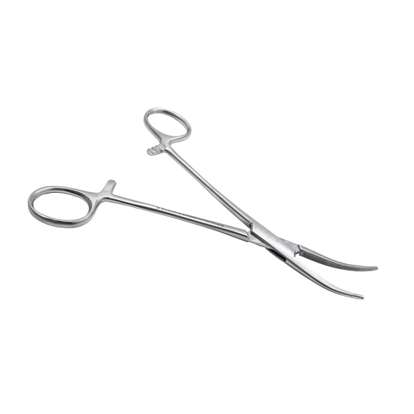 Зажим кровоостанавливающий зубчатый изогнутый N 1 158мм Surgicon