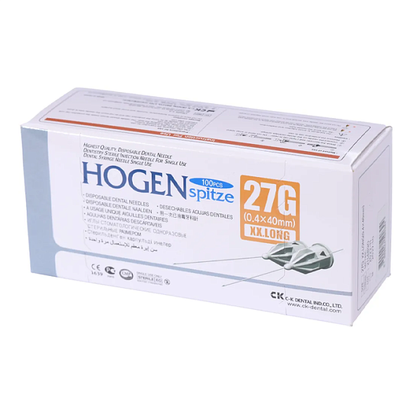 Иглы карпульные 27Gx40mm (0,4 х 40) уп. №100 Ноgen Spitze C-K Dental Ind. Co., LTD