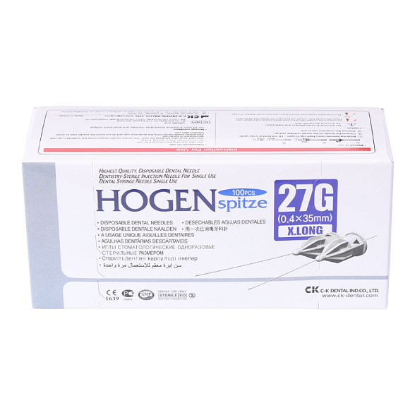 Иглы карпульные 27Gx35mm (0,4 x 35) уп. №100 Hogen Spitze C-K Dental Ind. Co., LTD