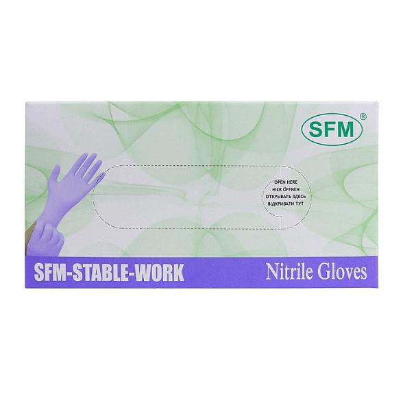 Перчатки смотровые, одноразовые, нестерильные, НИТРИЛОВЫЕ SFM неопудренные, текстурированные, № 50 пар /ФИОЛЕТОВО-ГОЛУБОЙ размер M