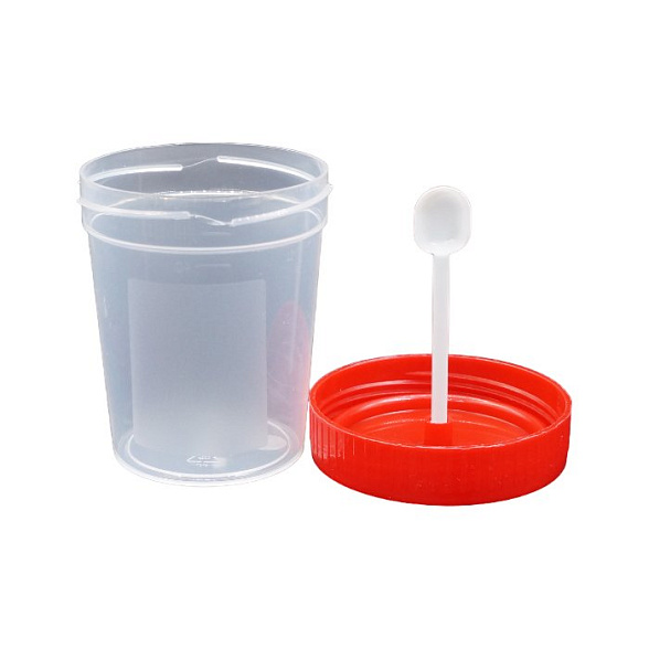 Контейнер для биопроб 60 мл. полимерный со шпателем стерильный