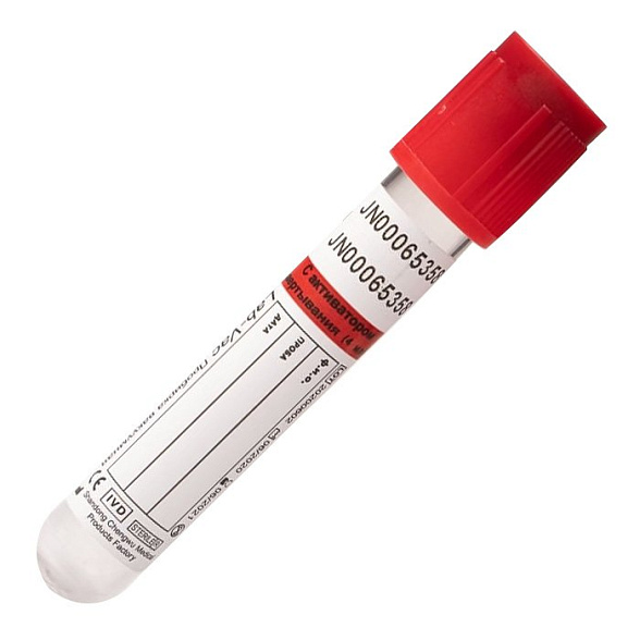 Вакуумные пробирки Lab-Vac с активатором свертывания, красные, 6 мл, 13х100 мм (уп. 100шт) 1100613100