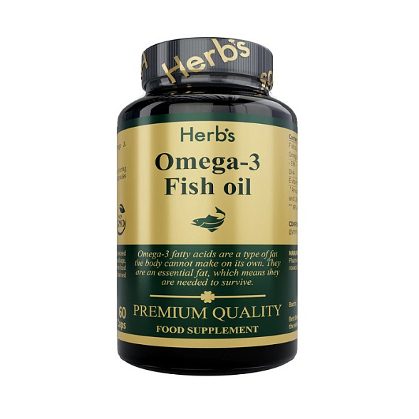 БАД к пище Herb's "Омега-3 Рыбий жир 1000 мг" ("Omega-3 Fish Oil 1000mg"), мягкие капсулы 1,44г №60